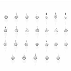 14k White Gold 0.25Ct Simulated Diamond Initial Letter Tag Charm Pendant